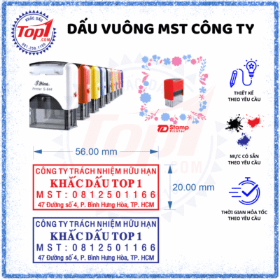 khắc dấu công ty mẫu vuông có mst